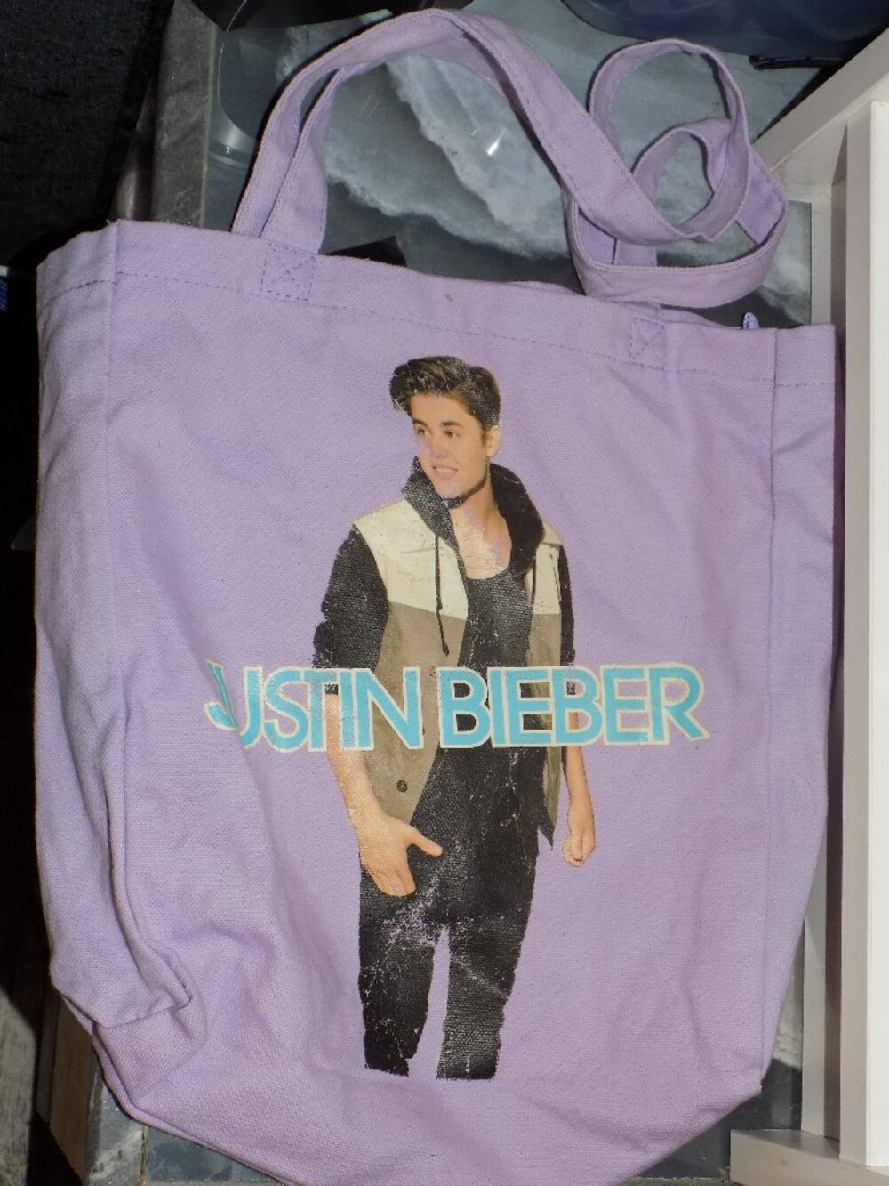 Vintage 2012 Bravado™ Justin Bieber Cloth Tote Bag 11 x 10 x 3.5